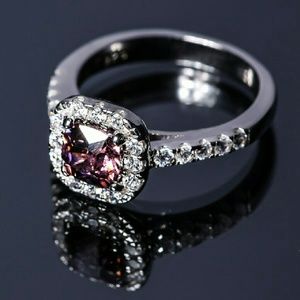 Sterling Silver CZ ring with Pink Tourmaline