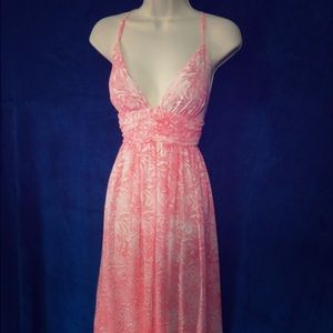 Moda International Pink/white chiffon maxi dress