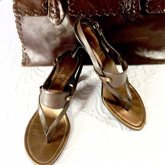 Cole Haan Shoes - Leather Thong Sandals Slingback 3" Heels Fits SZ:8