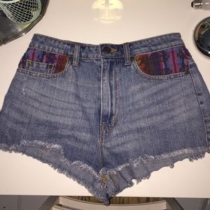 BDG tribal accent high waisted jean shorts