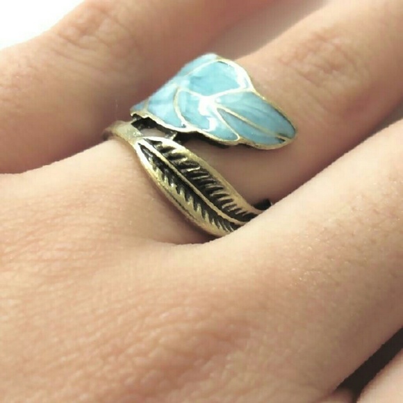 Leaf wraparound turquoise ring - Picture 2 of 2