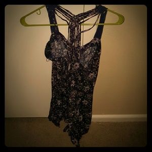 Purple floral romper