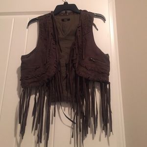 Boho vest olive green