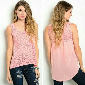 🌸High Low Floral Burnout Top