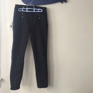 High-waisted button up "sailor" black jeans