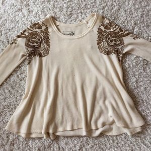Free People waffle knit long sleeve top