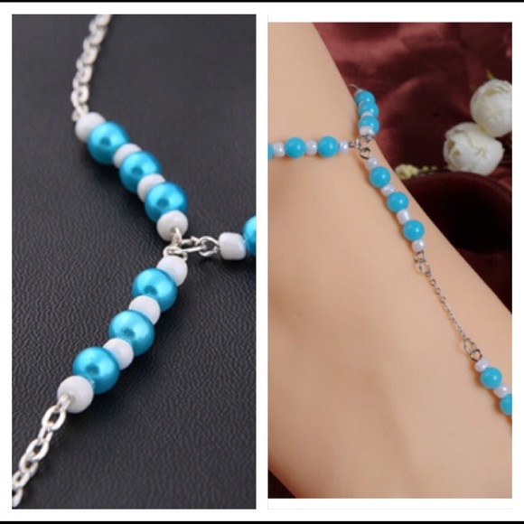 🔴PRICEDROP🔴LAST‼️Pair (2) Toe Anklets Blue White - Picture 3 of 3