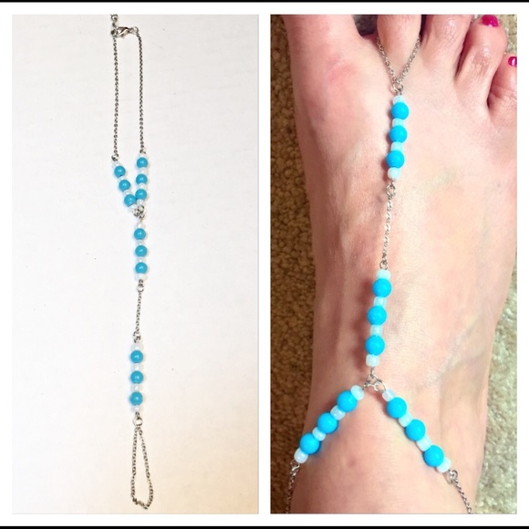 🔴PRICEDROP🔴LAST‼️Pair (2) Toe Anklets Blue White - Picture 2 of 3