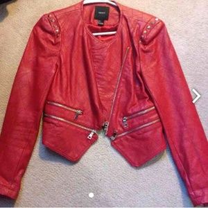 Red leather biker jacket! Worn once.