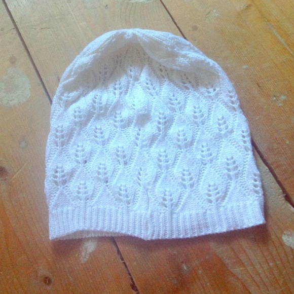 White Crocheted Slouchy Beanie