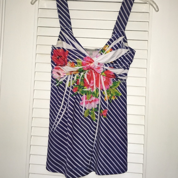 CHARLOTTE RUSSE striped/ flower tank top XS