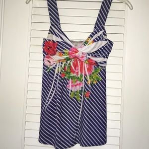 CHARLOTTE RUSSE striped/ flower tank top XS