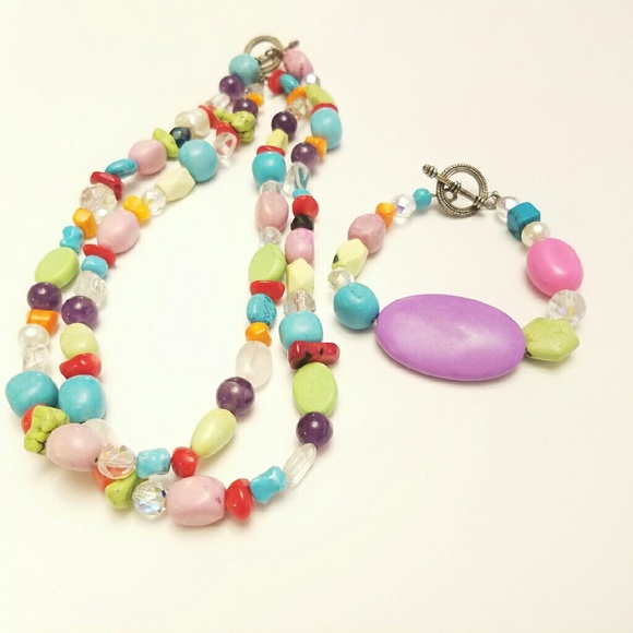 Colorful and cute handmade necklace and bracelet - Picture 1 of 3