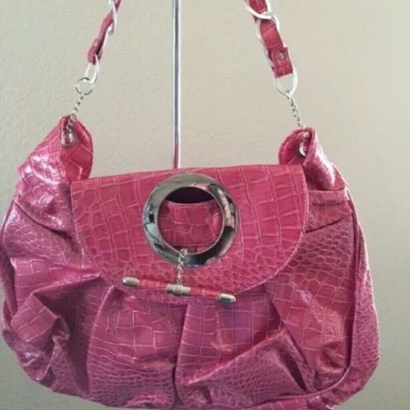 NWT Pink Faux Snakeskin Hangbag