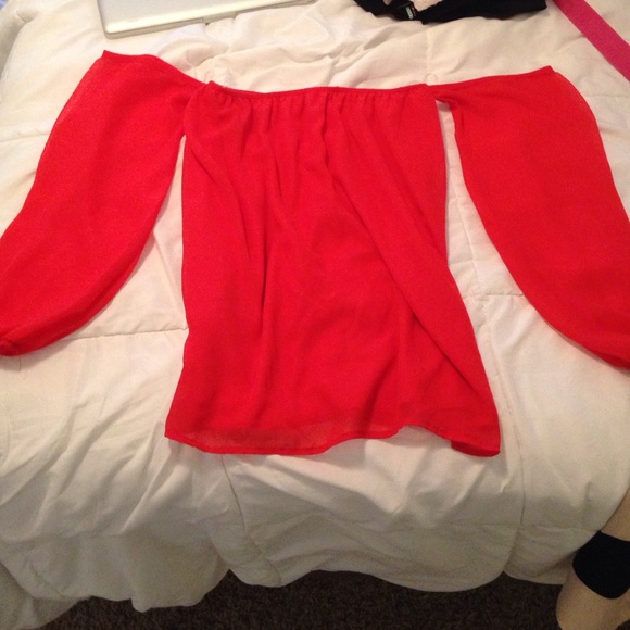 Red off the shoulder top