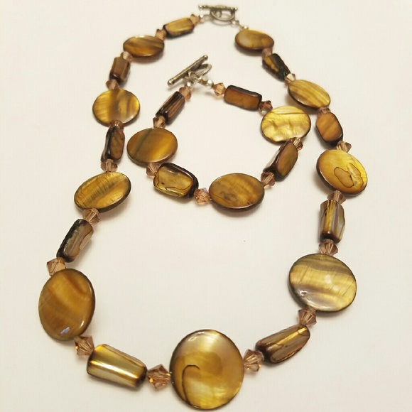 Tortoise shell necklace and bracelet set