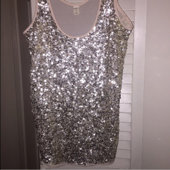 Sequin front/ sheer back tank top