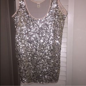Sequin front/ sheer back tank top