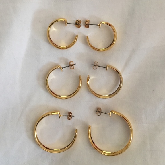Set of three hoop earrings