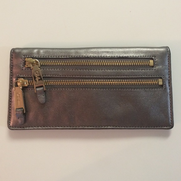 Metallic Cole Haan Wallet with Gold Zippers