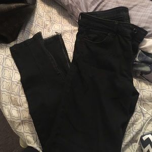 Zara black distressed jeans with zipper