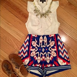 Red white and blue high waisted shorts Medium