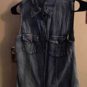 Denim snap-button up blouse