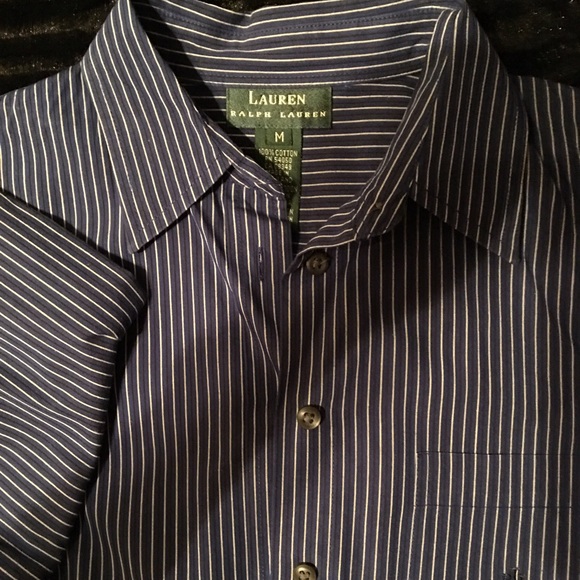 Navy and white pin stripe Ralph Lauren blouse
