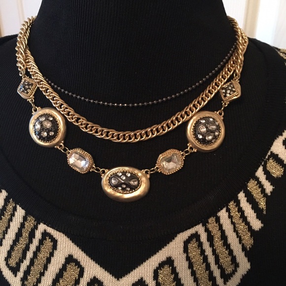 Edgy Rhinestone Embellished Necklace - Picture 2 of 4