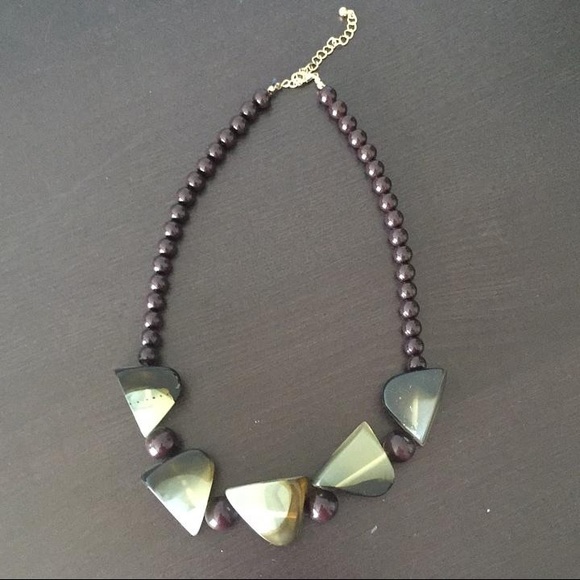 Chunky faux tortoiseshell bead necklace