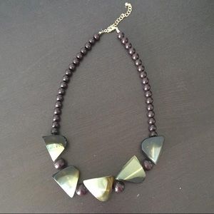 Chunky faux tortoiseshell bead necklace