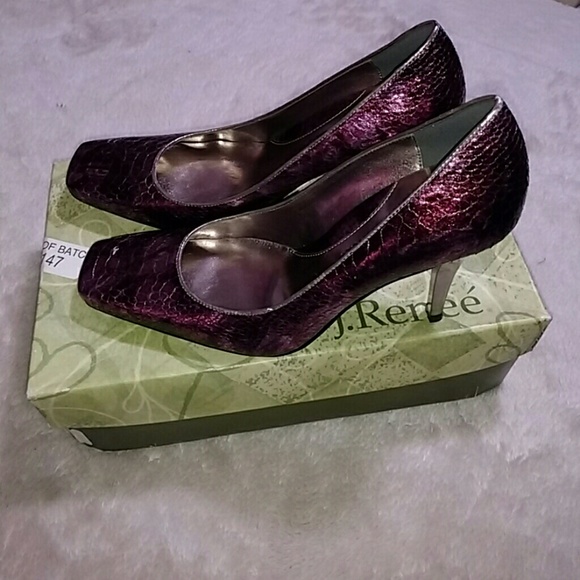 J. Rene? Purple reptile heels