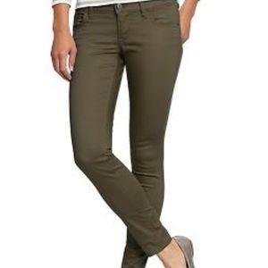Army green stretch skinny leg jeans