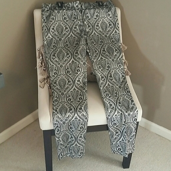 Silver and Black Jacquard slim fit trousers sz 12