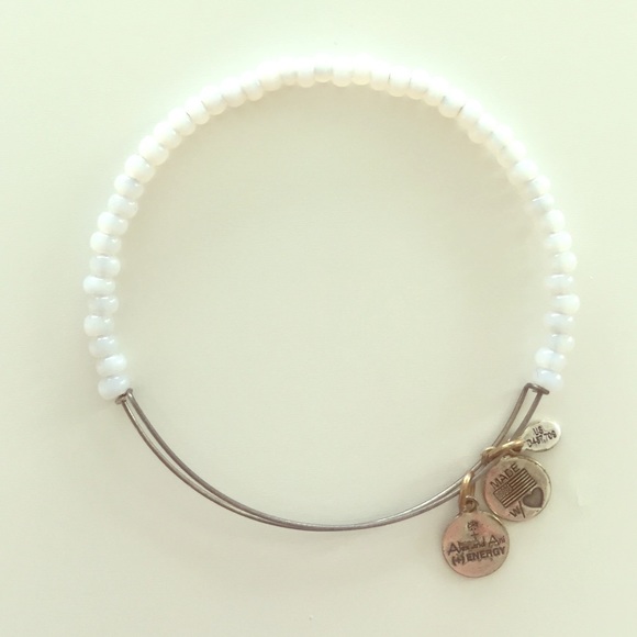 Alex & Ani (+) Energy white glass beaded bracelet