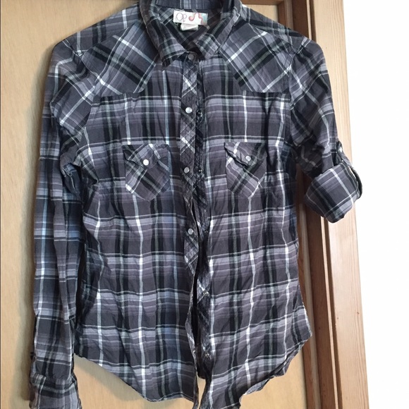 Button up, long sleeve top.