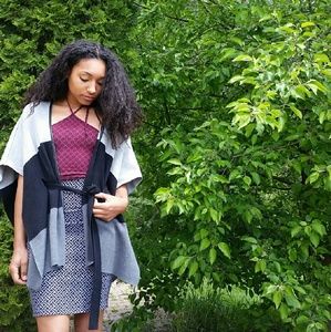 Gray & black poncho