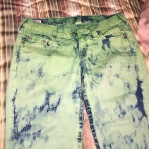Authentic Green bleached True religion jeans