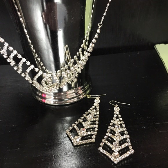 Crystal & Rhinestone Necklace/Earring Set - Picture 2 of 2