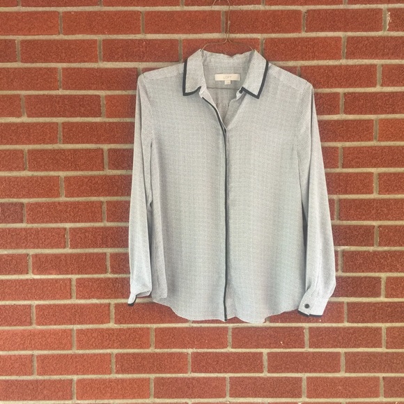 LOFT Grey Patterned Blouse