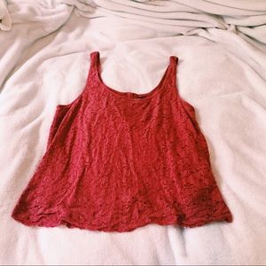 American Eagle pink floral crochet tank top