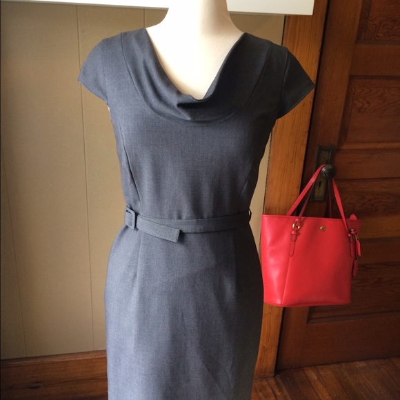 Calvin Klein grey fitted bell capped dress.