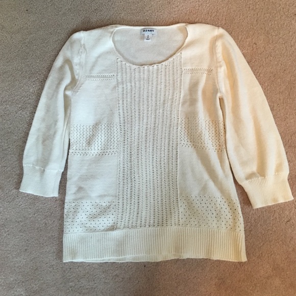 White Old Navy Sweater with crochet
