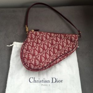 Christian Dior mini saddle bag in burgundy