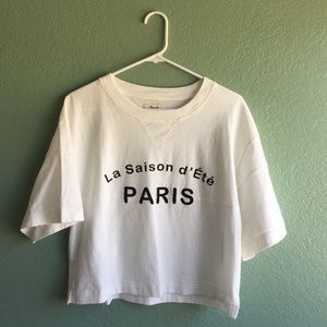 Madewell crop top Paris tee white