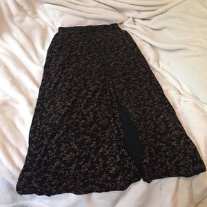 Black maxi skirt with floral detailing
