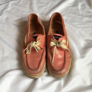 FINAL PRICE Worn in Pink Sequence Sperry Top-sider