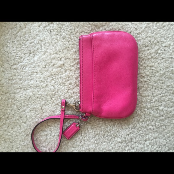 Pink Leather Coach Wristlet