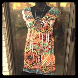 Boho Flowy Floral Shirt W/Lace 3 ITEMS GET 30% OFF