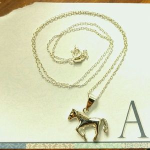 Silver horse necklace